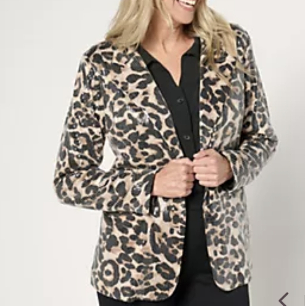 Jingle Belles by Kim Gravel Life Of The Party Sequin Shine Blazer - Size XL